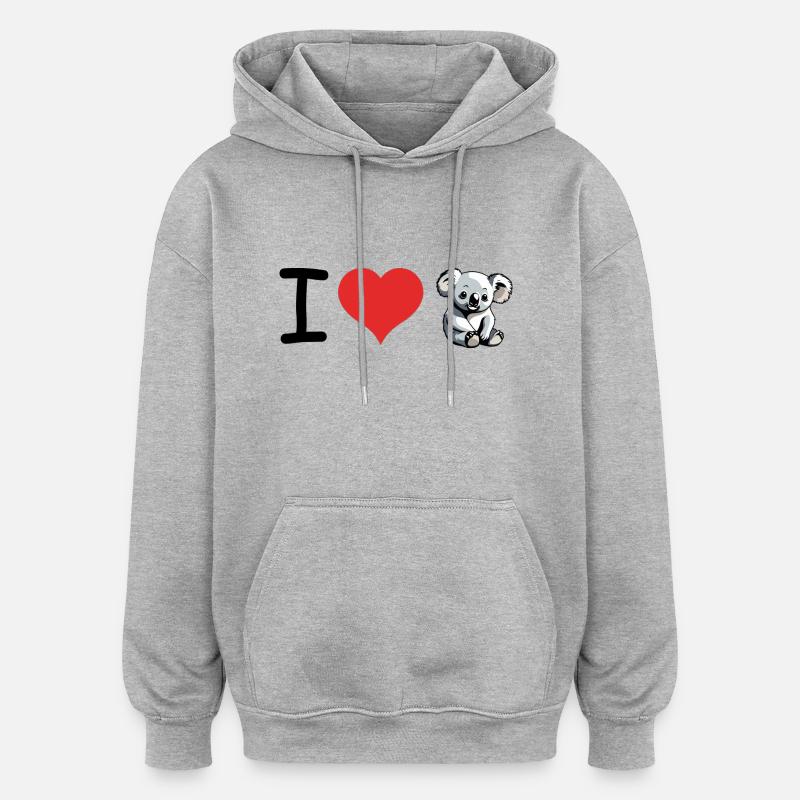 J’aime Koala Citation - Pet Design - Sweat à capuche oversize unisexe - gris chiné