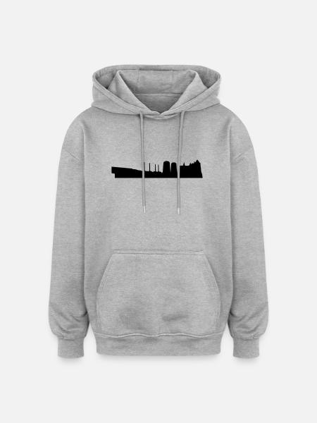 Wolfsburg Skyline - Oversized Unisex Hoodie - Grau meliert