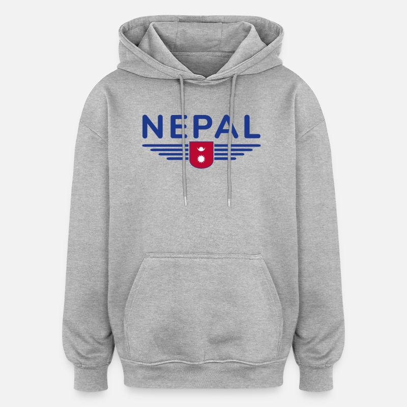 Design Népal – Aventure himalayenne - Sweat à capuche oversize unisexe - gris chiné