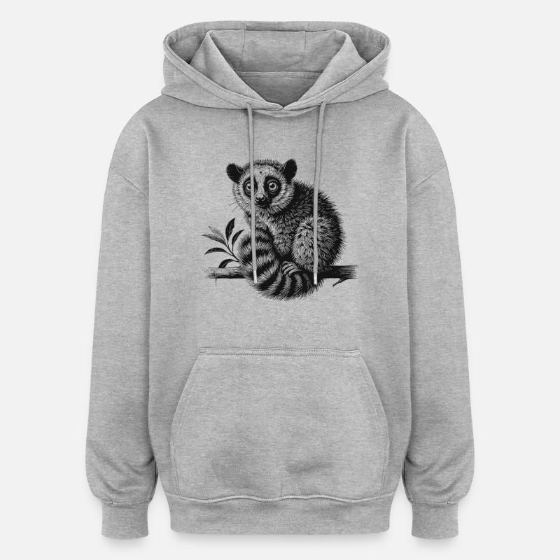 Lémuriens - Sweat à capuche oversize unisexe - gris chiné