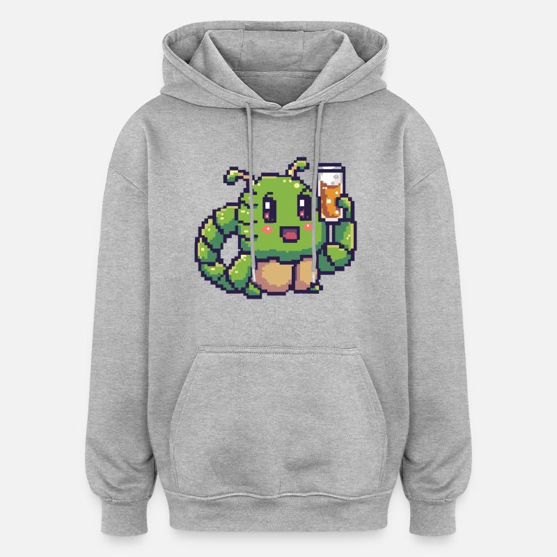 Wurm Pixel Beer - Oversized Unisex Hoodie - heather grey