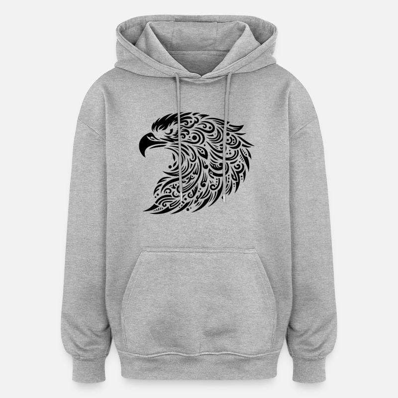 Tête d'aigle royal - Sweat à capuche oversize unisexe - gris chiné