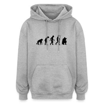 Photographer evolution - Oversized Unisex Hoodie - Grau meliert - Vorne - Noah (186cm)