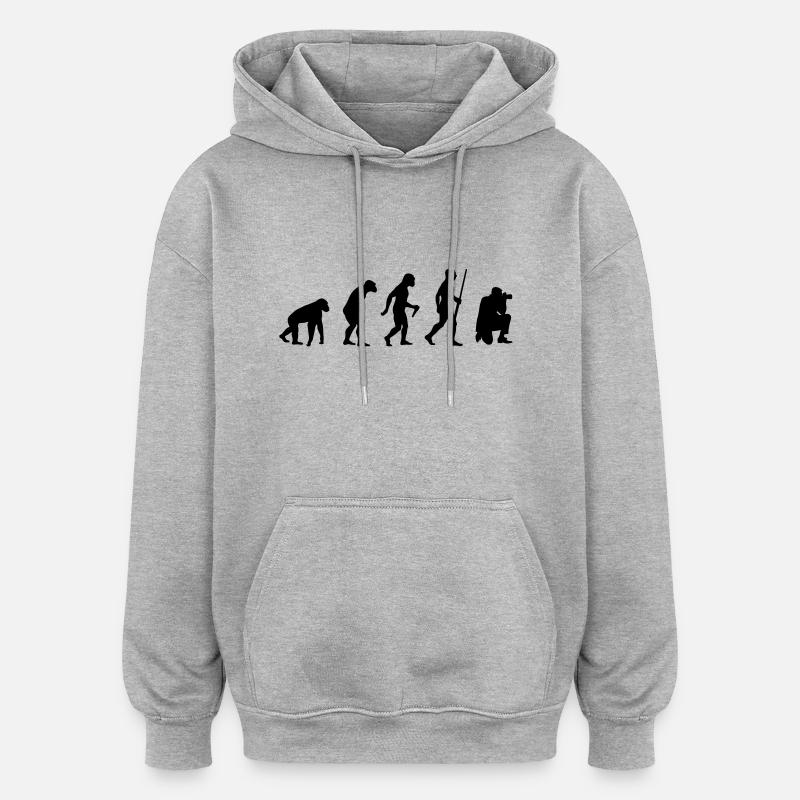 Photographer evolution - Oversized Unisex Hoodie - Grau meliert