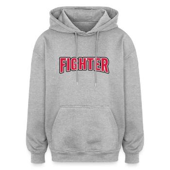 Fighter - Oversized Unisex Hoodie - Grau meliert - Vorne - Noah (186cm)