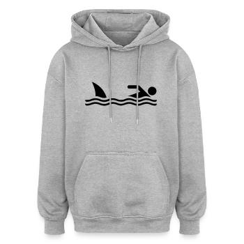 Hai und Schwimmer - Oversized Unisex Hoodie - Grau meliert - Vorne - Noah (186cm)