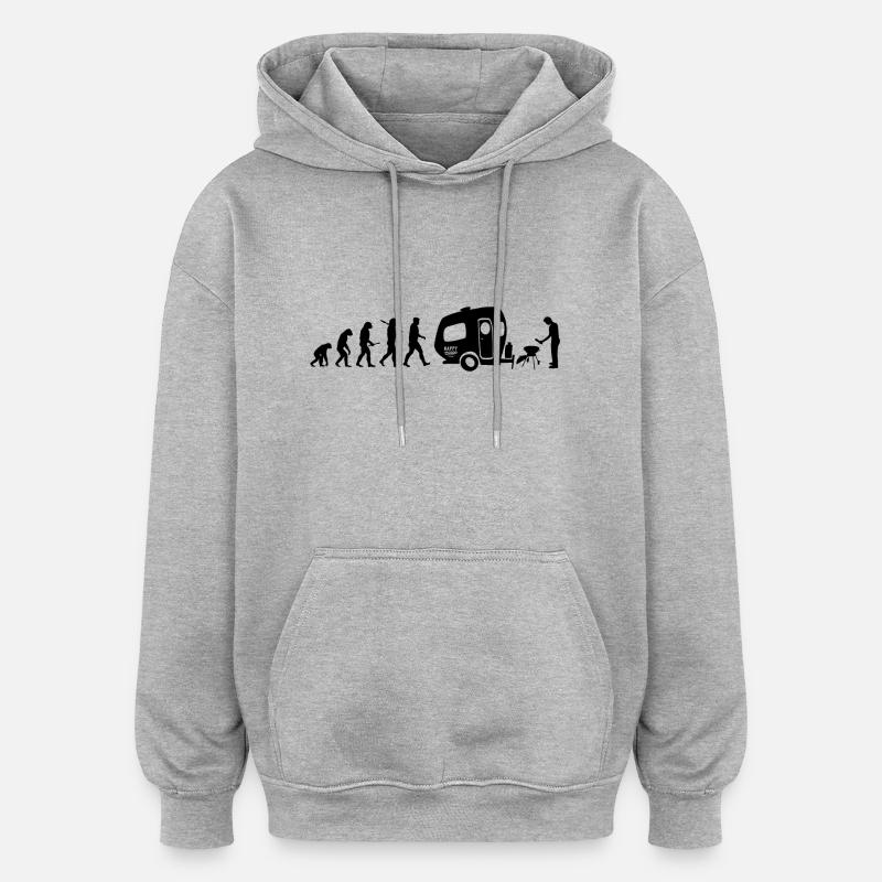 happy_evolution_camper - Oversized Unisex Hoodie - Grau meliert