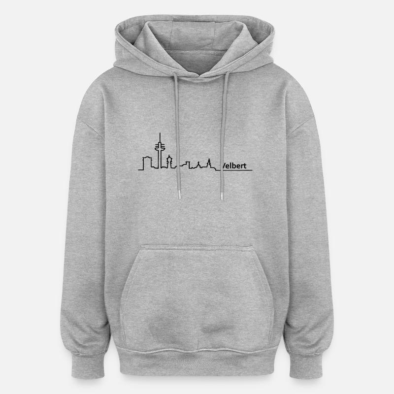 Velbert horizon - Sweat à capuche oversize unisexe - gris chiné