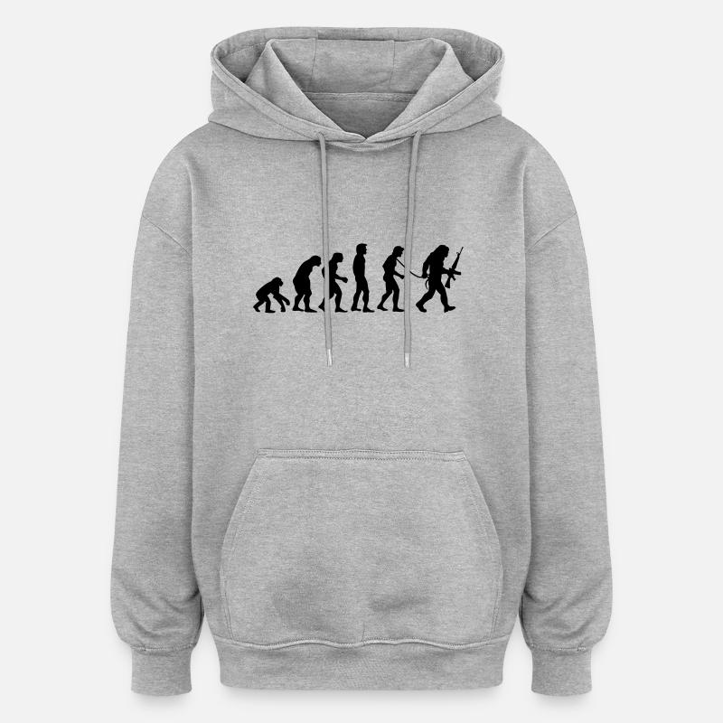 Affen_ (R) évolution - Sweat à capuche oversize unisexe - gris chiné