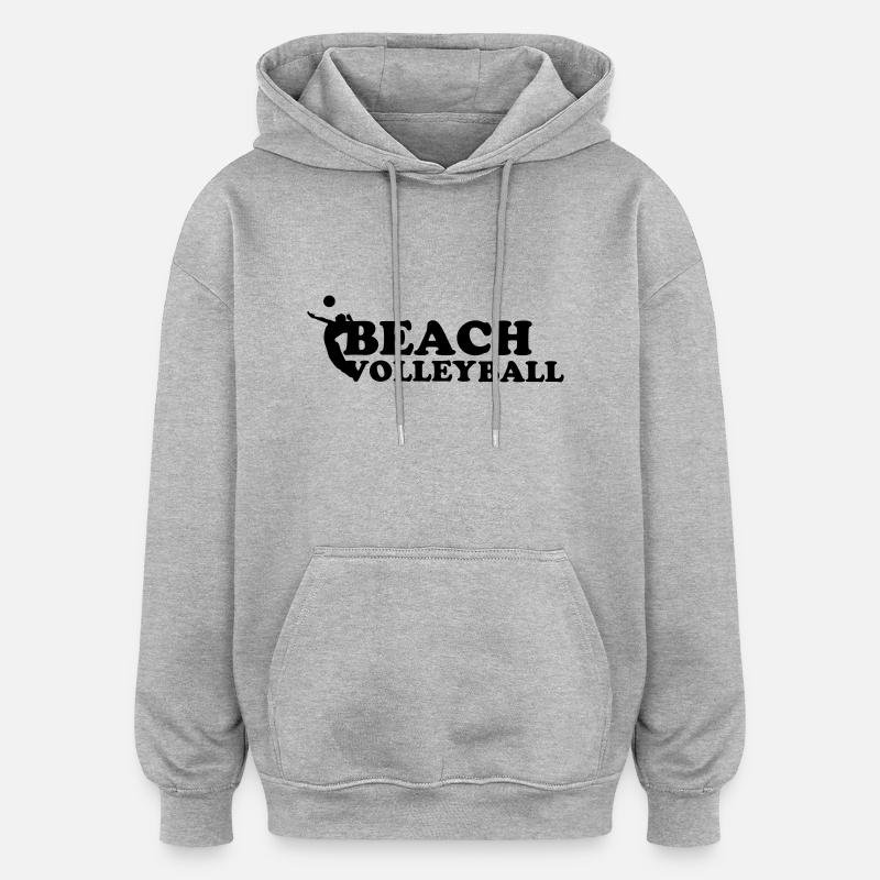 Beachvolley,volley-ball,plage,plage net,le soleil - Sweat à capuche oversize unisexe - gris chiné