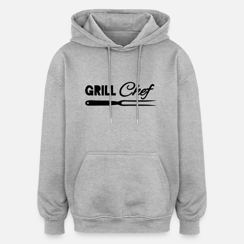 Grill chef - Sweat à capuche oversize unisexe - gris chiné