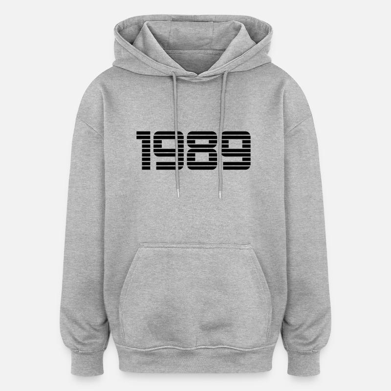 1989 - Sweat à capuche oversize unisexe - gris chiné