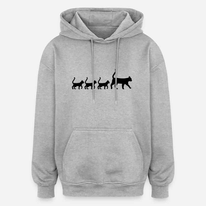 Chat - Sweat à capuche oversize unisexe - gris chiné