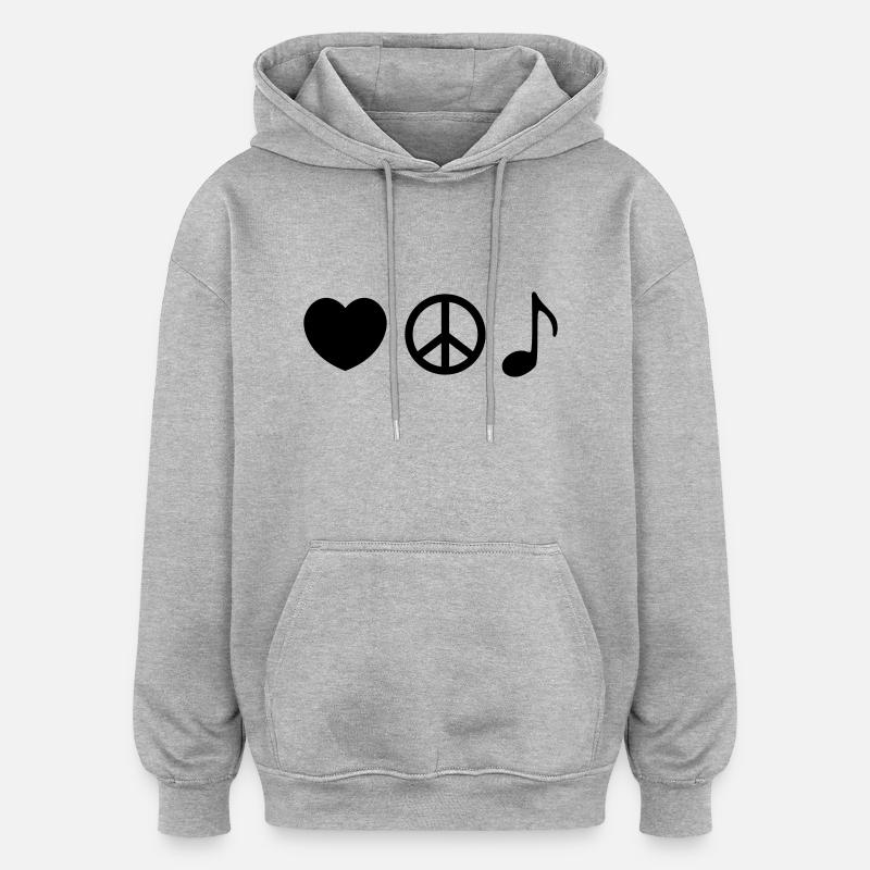 musique - Sweat à capuche oversize unisexe - gris chiné