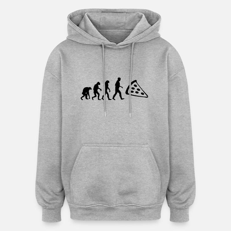 pizza evolution - Oversized Unisex Hoodie - heather grey