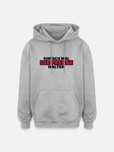 Fresse halten - Oversized Unisex Hoodie - Grau meliert