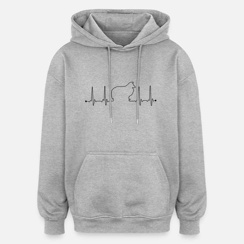 Sheltie Herzfrequenz - Oversized Unisex Hoodie - Grau meliert