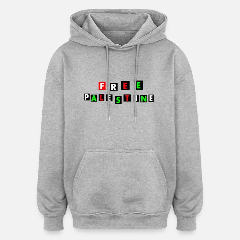 Free palestine - Sweat à capuche oversize unisexe - gris chiné