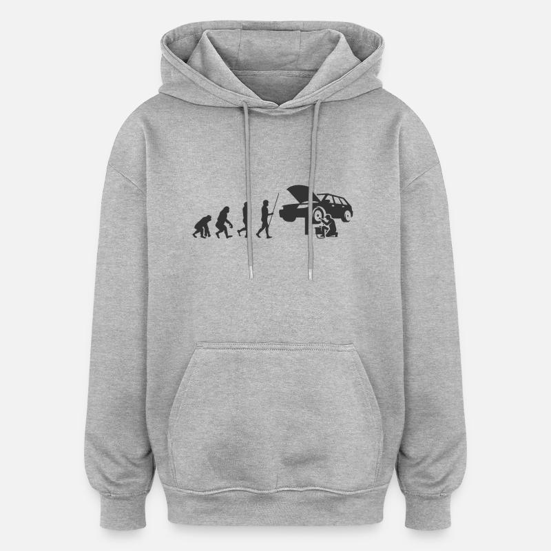 Evolution Mécanicien Automobile Artisan - Sweat à capuche oversize unisexe - gris chiné