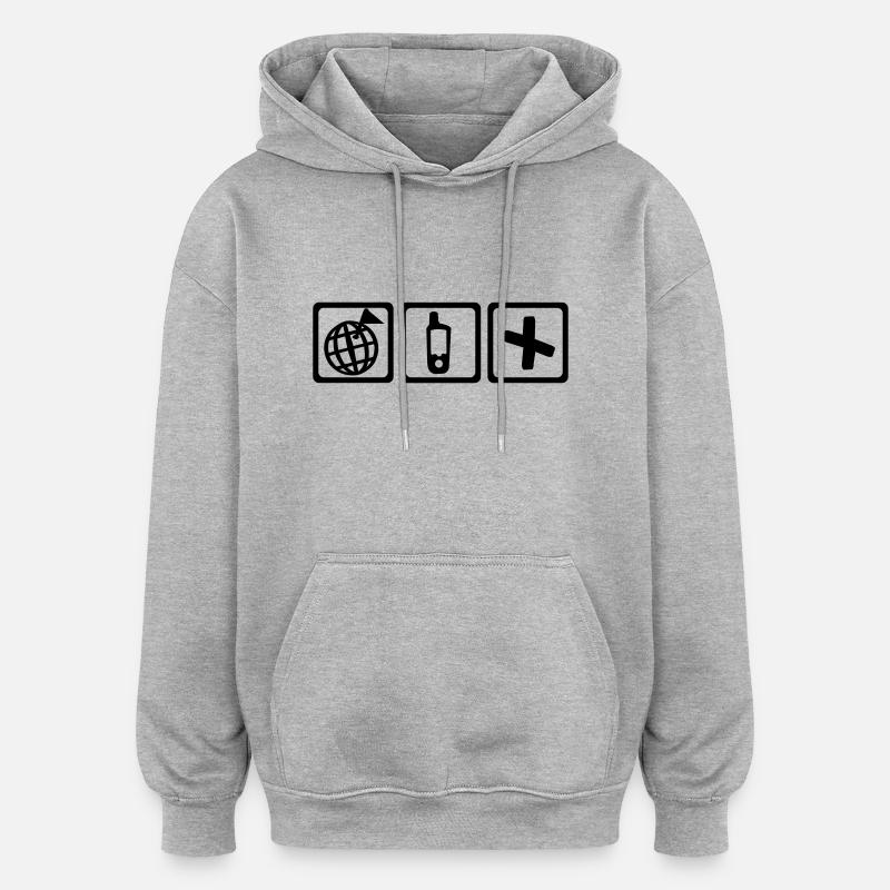 Geocaching - Sweat à capuche oversize unisexe - gris chiné