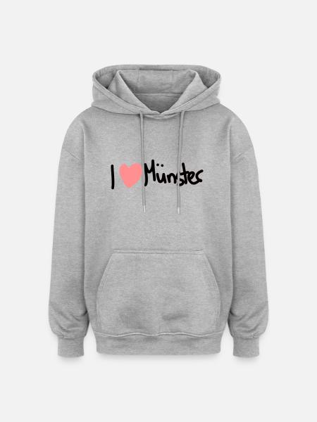 I love Muenster - Oversized Unisex Hoodie - Grau meliert