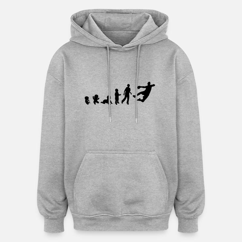 Handball-Sport-Evolution der Menschenrechte - Oversized Unisex Hoodie - Grau meliert