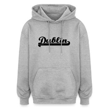 écrit dublin - Sweat à capuche oversize unisexe - gris chiné - Devant - Noah (186cm)