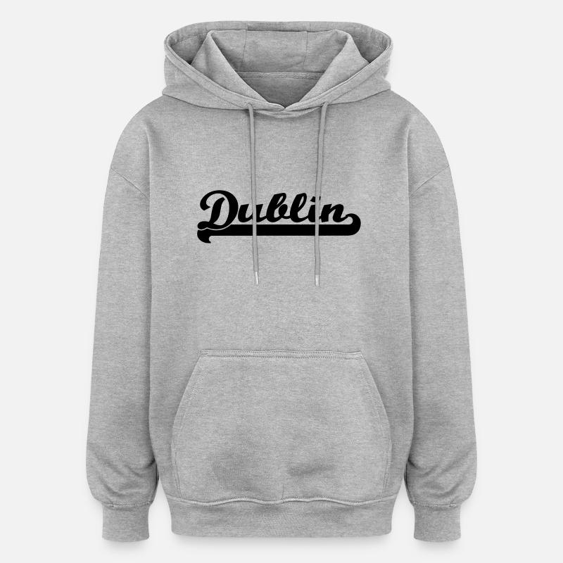 écrit dublin - Sweat à capuche oversize unisexe - gris chiné
