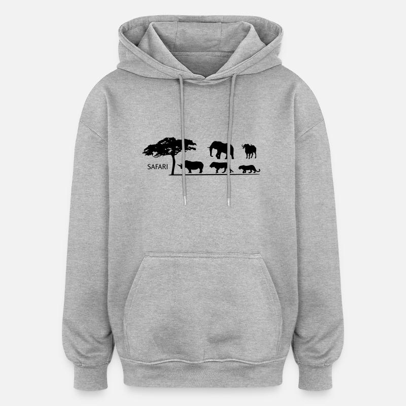 Safari - Sweat à capuche oversize unisexe - gris chiné