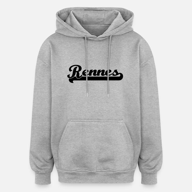 rennes écriture - Sweat à capuche oversize unisexe - gris chiné