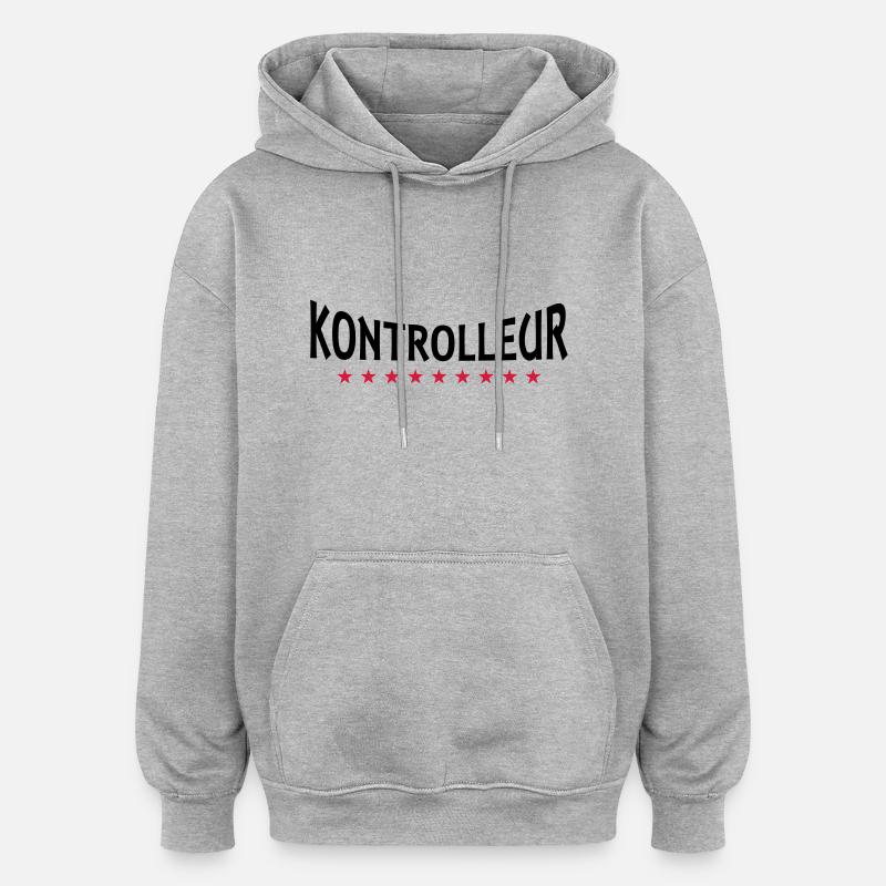 Controller + Dein Text - Sweat à capuche oversize unisexe - gris chiné