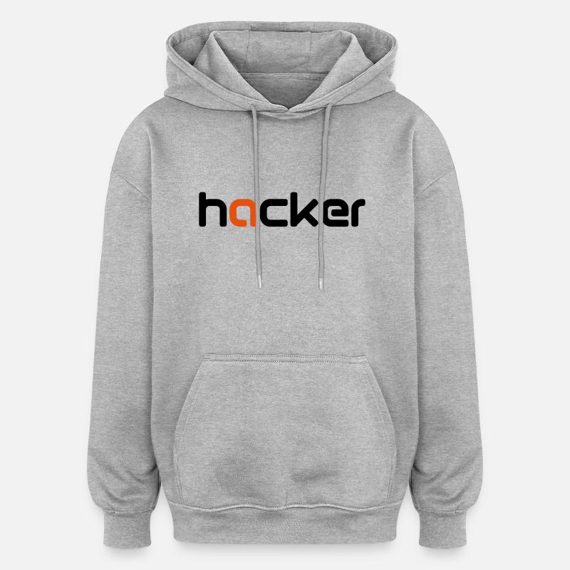 Hacker - Sweat à capuche oversize unisexe - gris chiné