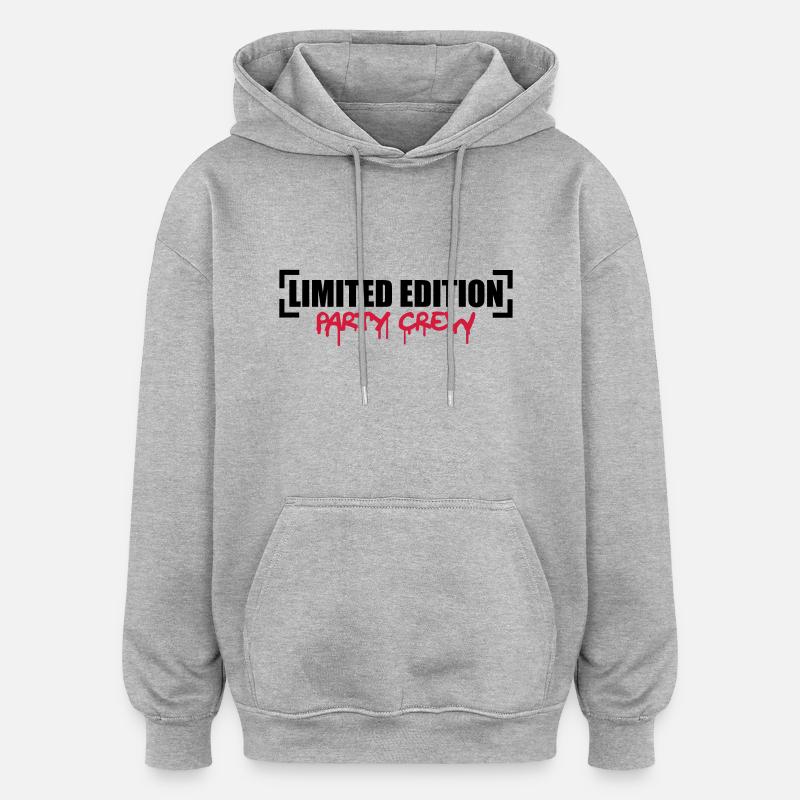 Limited Edition Party Crew Design - Sweat à capuche oversize unisexe - gris chiné