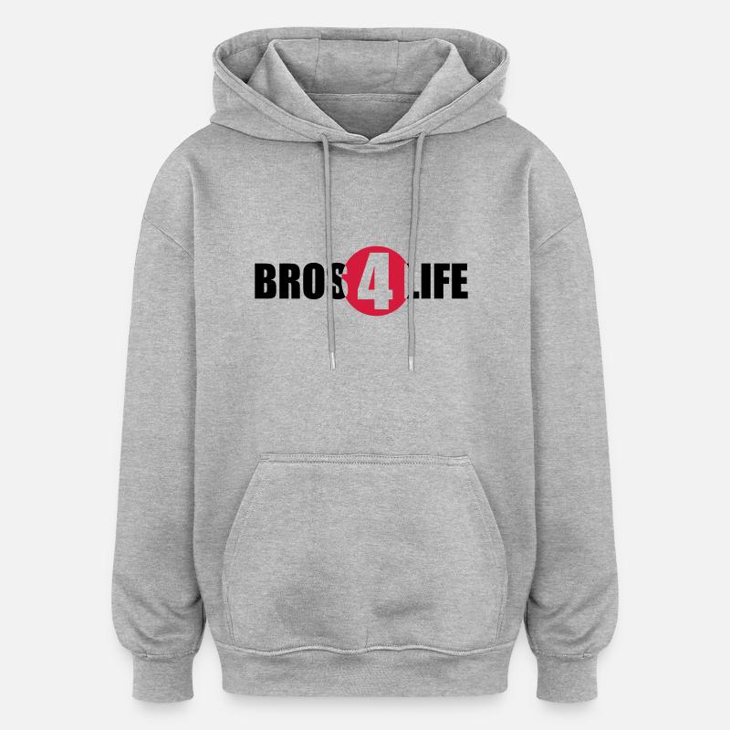 Bros 4 Life Logo Design - Sweat à capuche oversize unisexe - gris chiné