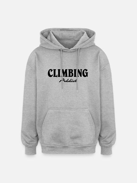 Climbing Addict - Sweat à capuche oversize unisexe - gris chiné