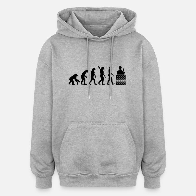 Évolution Maçon - Sweat à capuche oversize unisexe - gris chiné