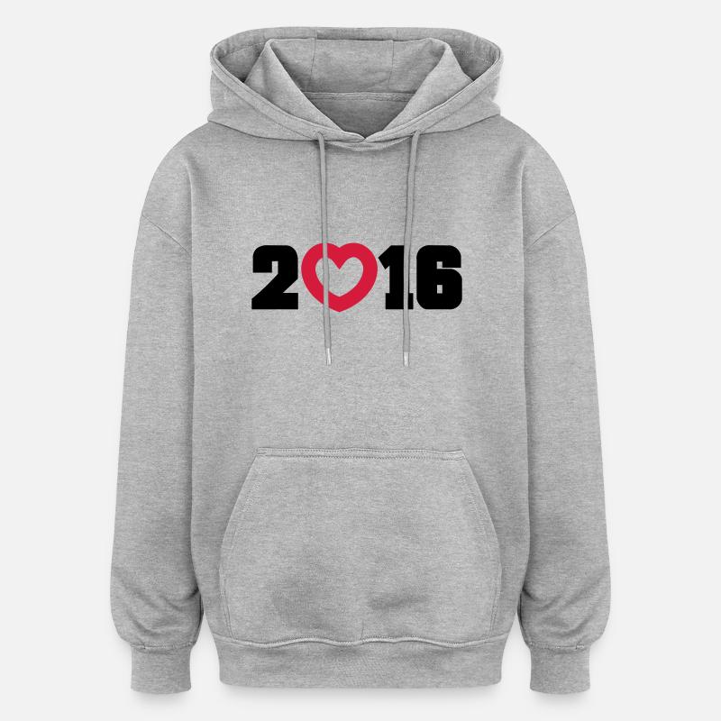 2016 - Sweat à capuche oversize unisexe - gris chiné