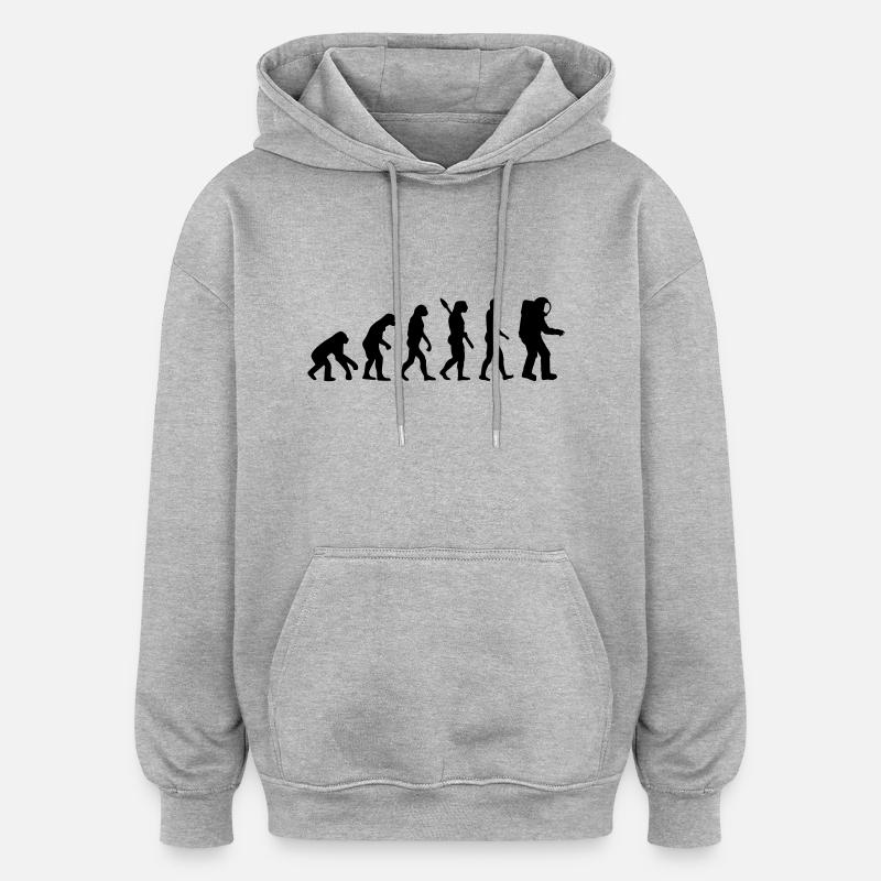 Evolution Astronaut - Oversized Unisex Hoodie - heather grey