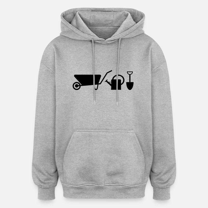 jardin - Sweat à capuche oversize unisexe - gris chiné