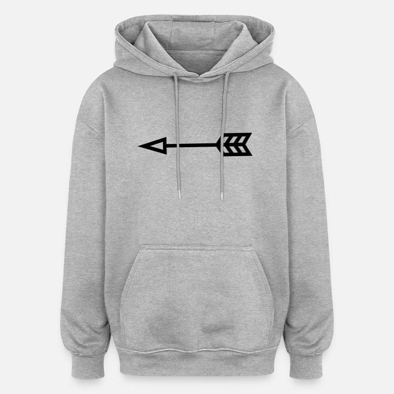 Flèche - Sweat à capuche oversize unisexe - gris chiné