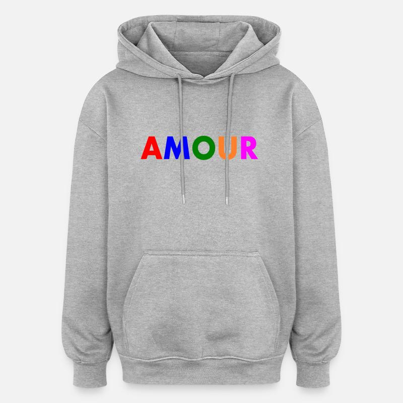 Amour - Sweat à capuche oversize unisexe - gris chiné