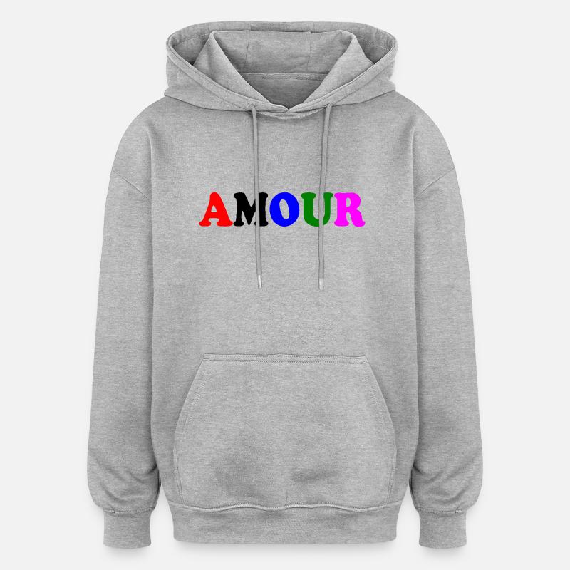 Amour - Sweat à capuche oversize unisexe - gris chiné