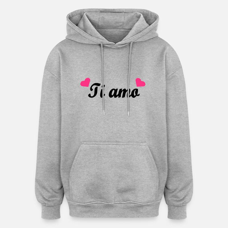 liebe ich dich - Sweat à capuche oversize unisexe - gris chiné