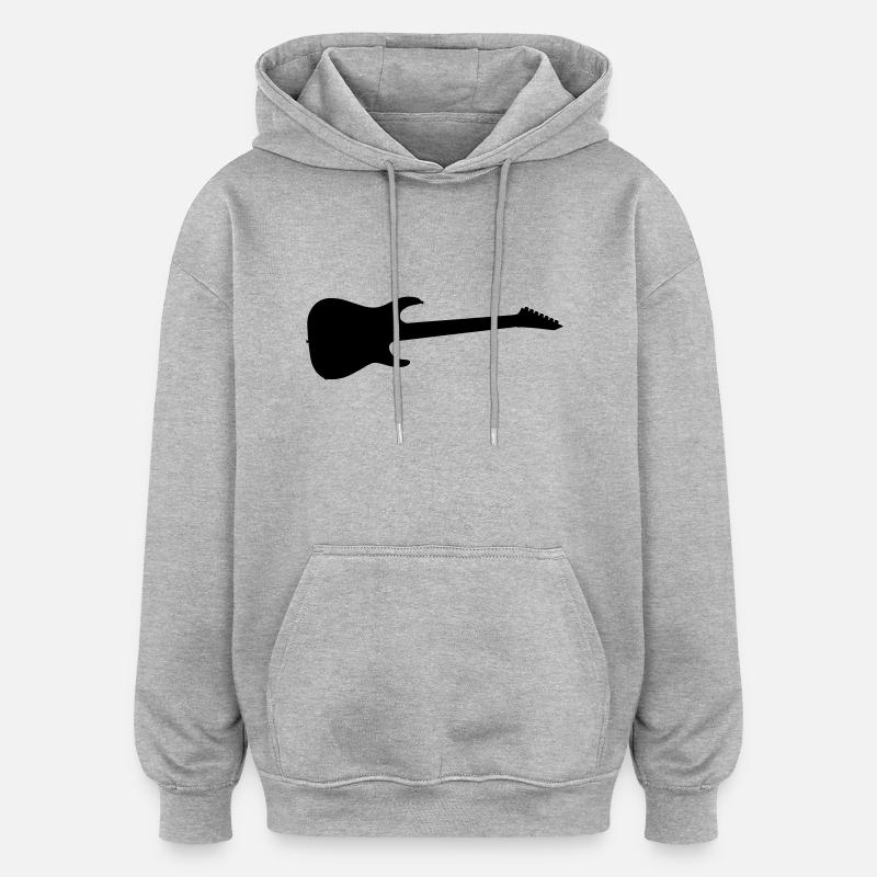 Guitare noire - Sweat à capuche oversize unisexe - gris chiné