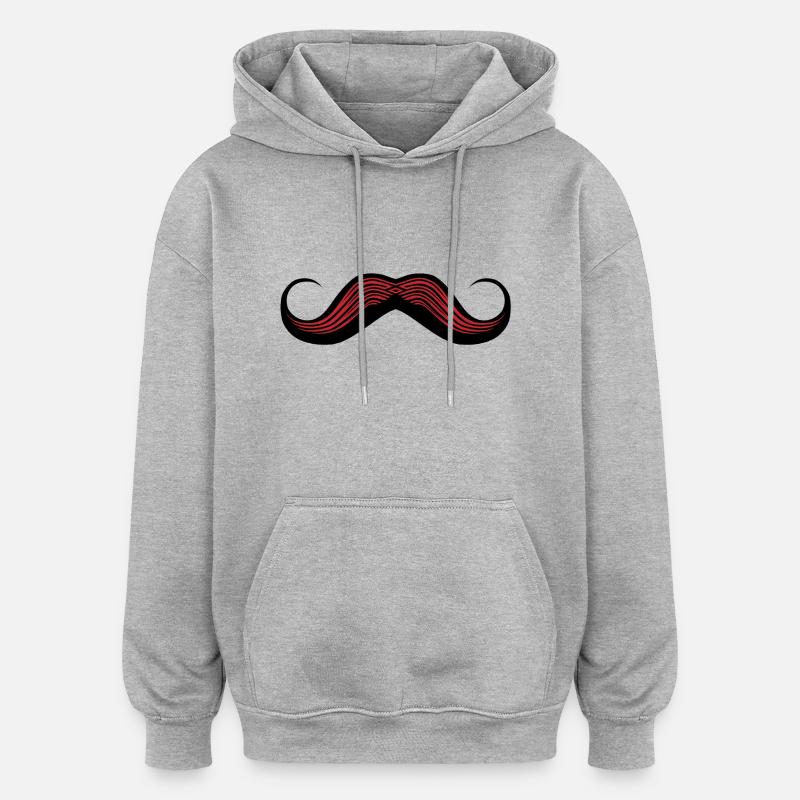 moustache 805 w - Sweat à capuche oversize unisexe - gris chiné