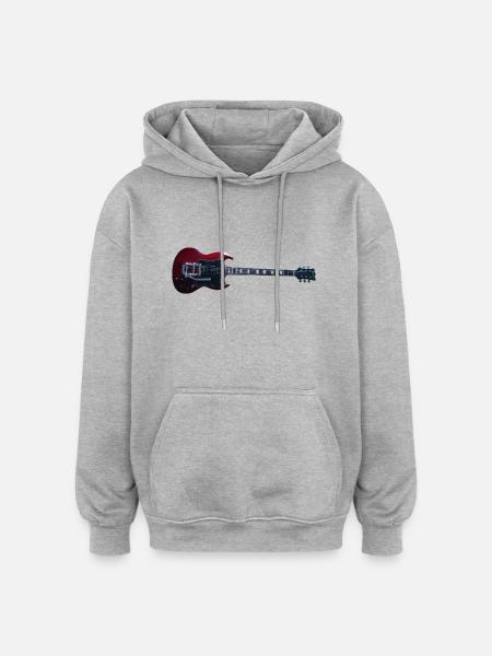Guitare électrique forme SG - Sweat à capuche oversize unisexe - gris chiné