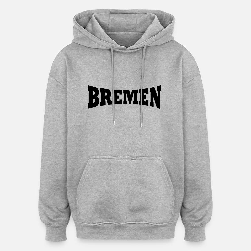 Brême lettrage - Sweat à capuche oversize unisexe - gris chiné