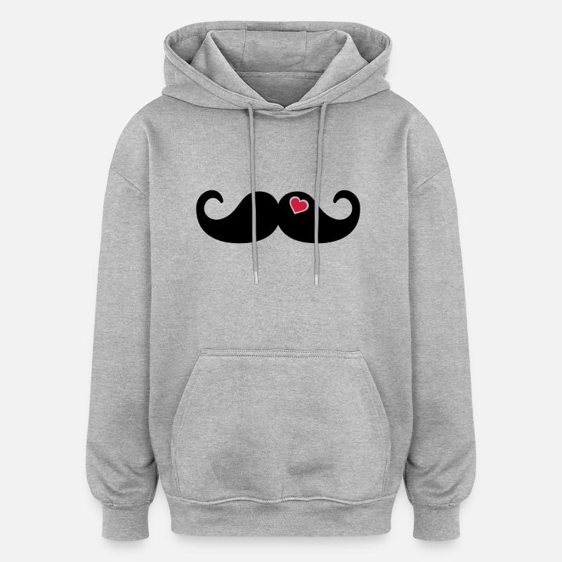Mustache Beard - Oversized Unisex Hoodie - heather grey