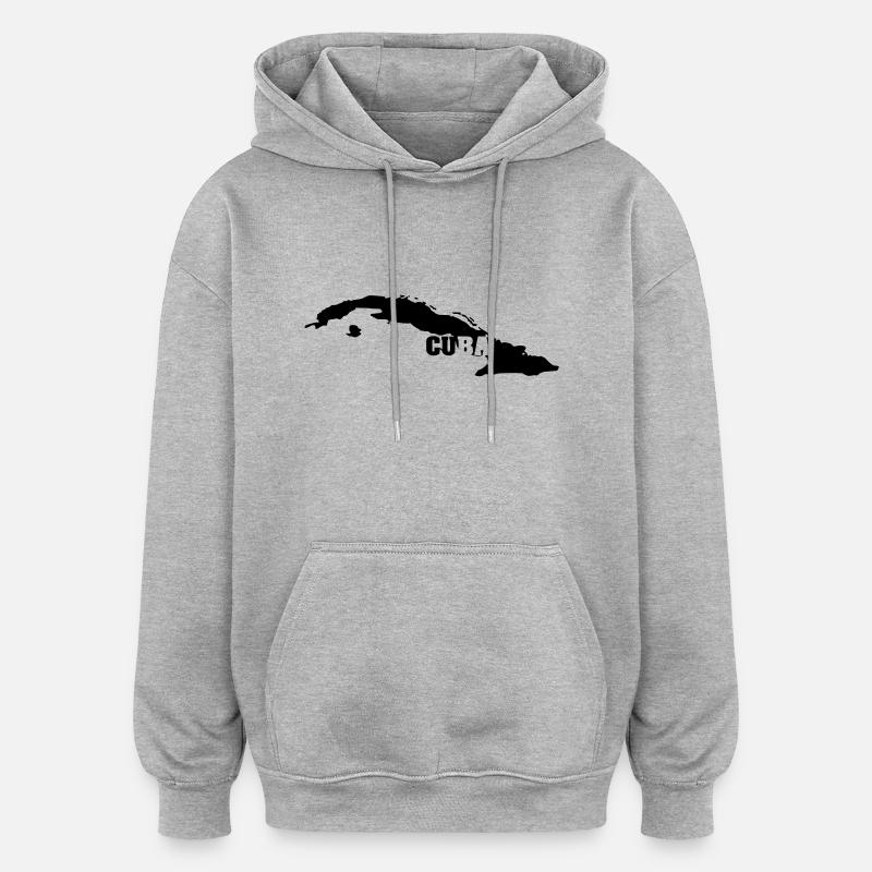 Cuba (ID: 002004) - Sweat à capuche oversize unisexe - gris chiné