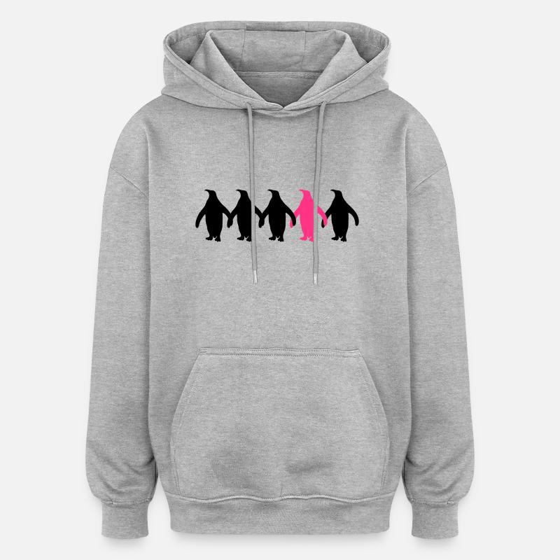 Be Different Pinguine Muster Lustig - Oversized Unisex Hoodie - Grau meliert